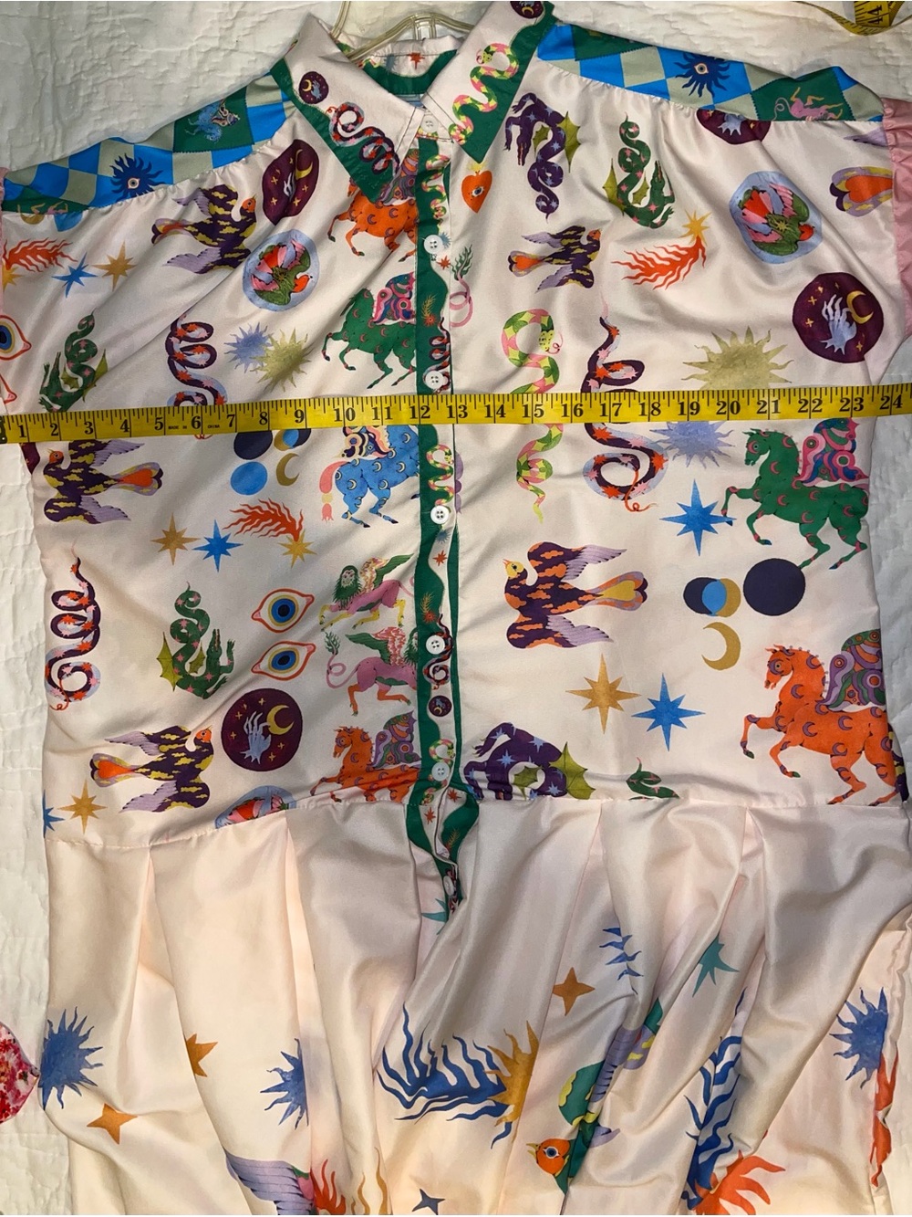 Multicolor Fantasy Print Long Sleeve Dress - Large - Picture 13 of 16